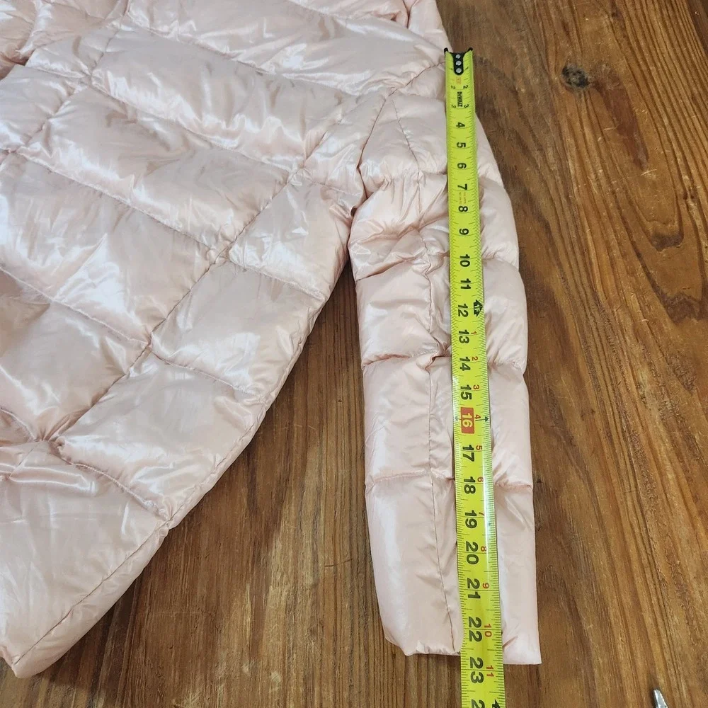 Lands End Full Double Zip Down Puffer Jacket Coat Women's XS Metallic Pink‎ Snow